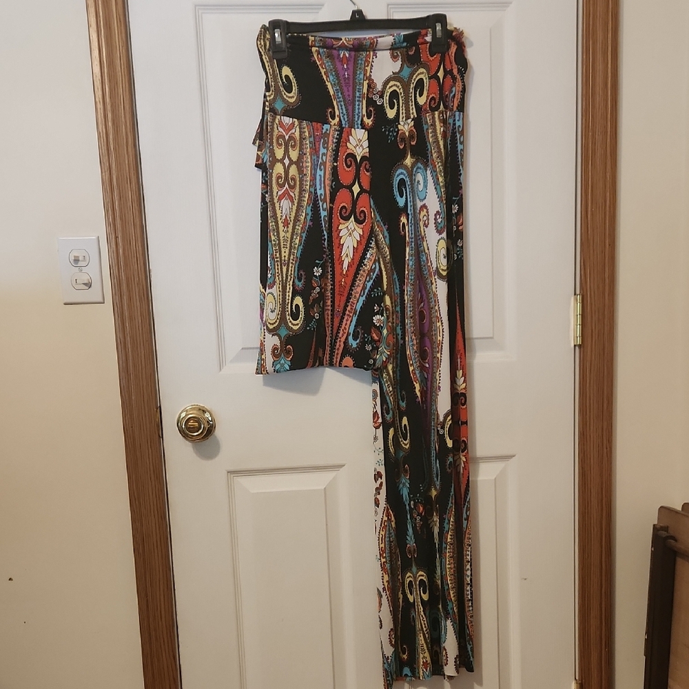 Artistic Black and Red Flare Pants